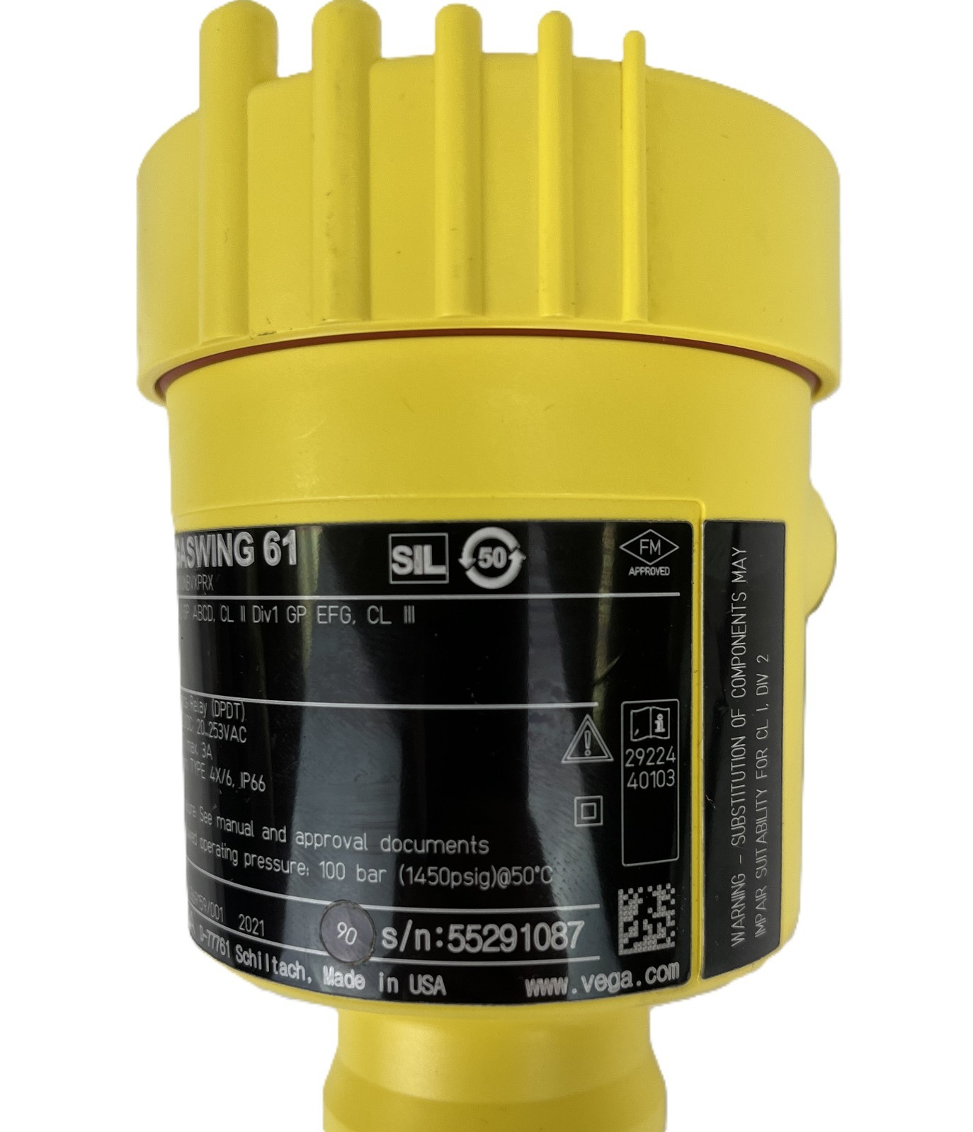 VEGA, VEGASWING 61, SWING61.XUNBVXPRX, VIBRATING LIQUID LEVEL LIMIT SWITCH, NEW