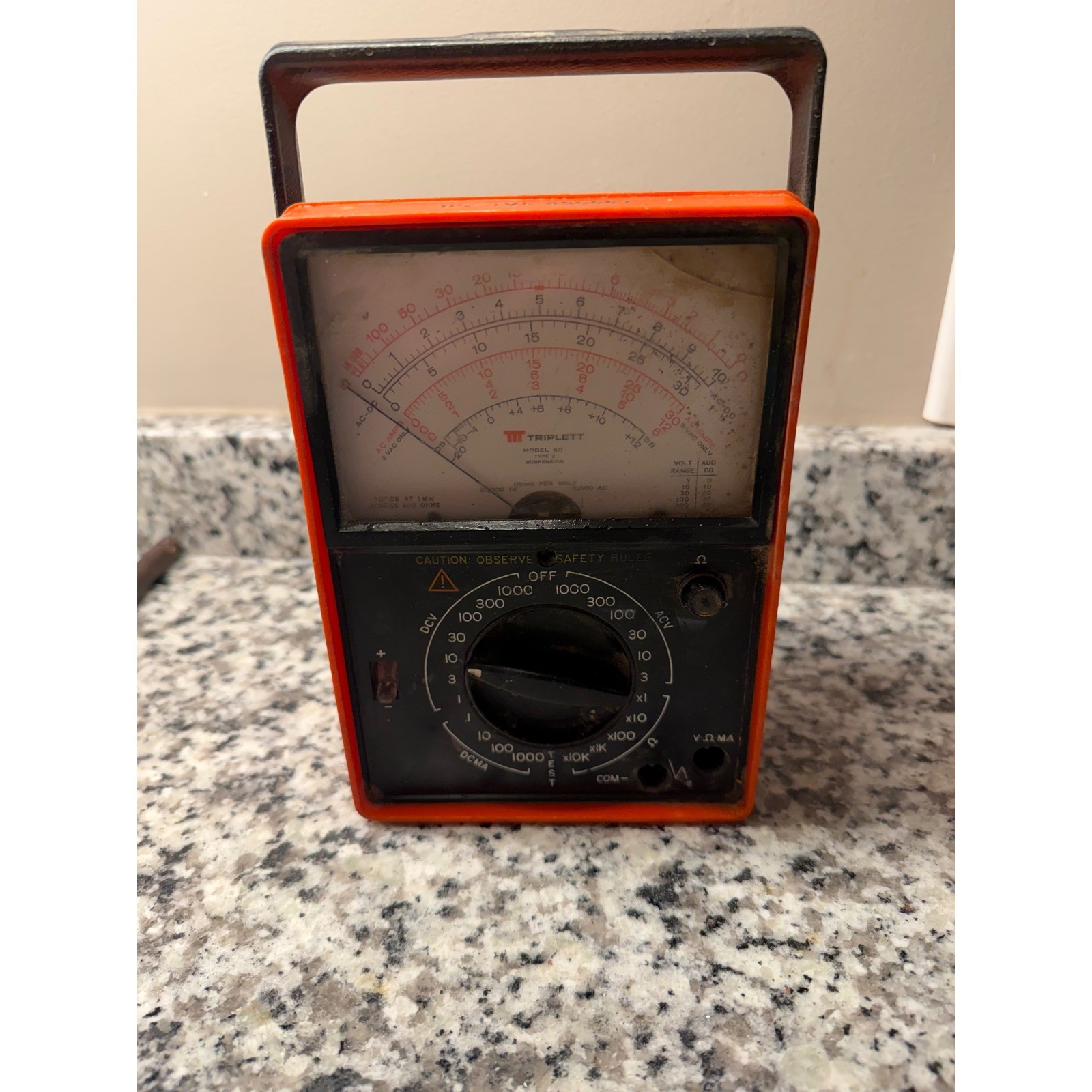 Triplett Model 60 Type 2 Suspension Analog Multimeter VOM Orange US-TVA Read