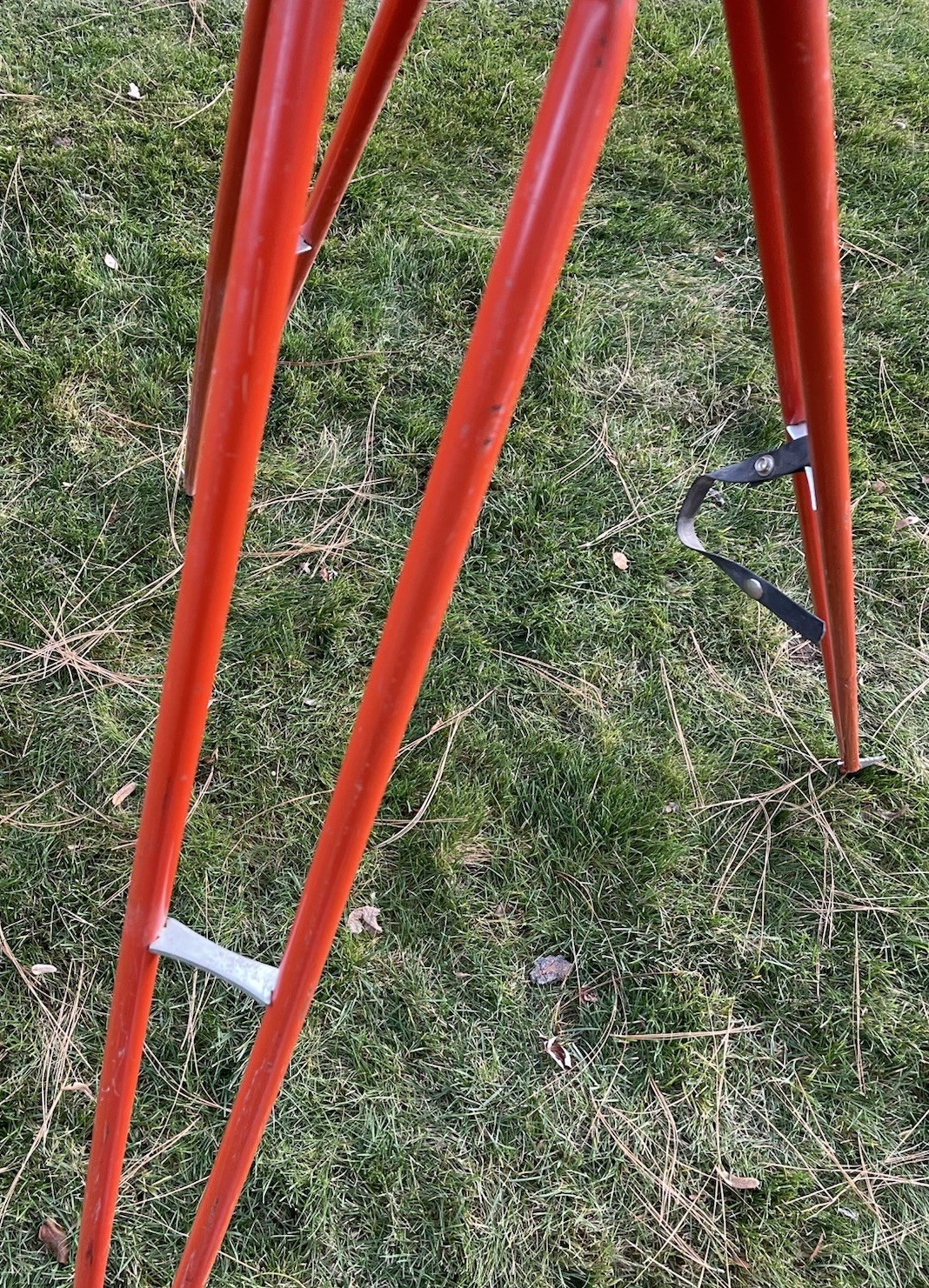 Vintage David White Orange Metal Surveying Surveyor TRIPOD Only Spiked Feet 5ft