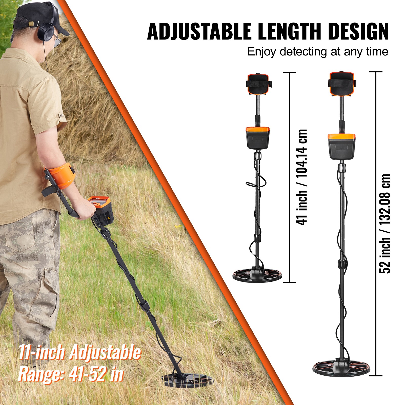 VEVOR Metal Detector for Adults Professional Gold Detector 10in IP68 Waterproof