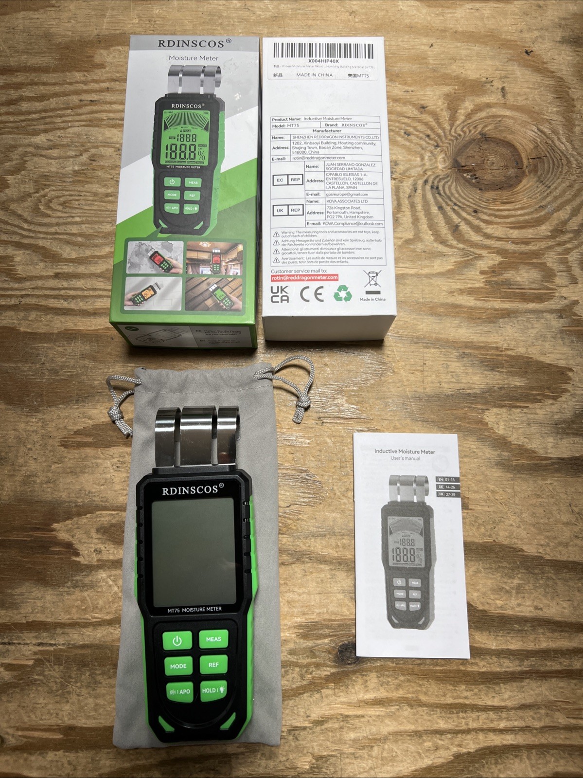 RDINSCOS Wood Moisture Meter Pinless Wall Moisture Meter Digital Moisture MT-75