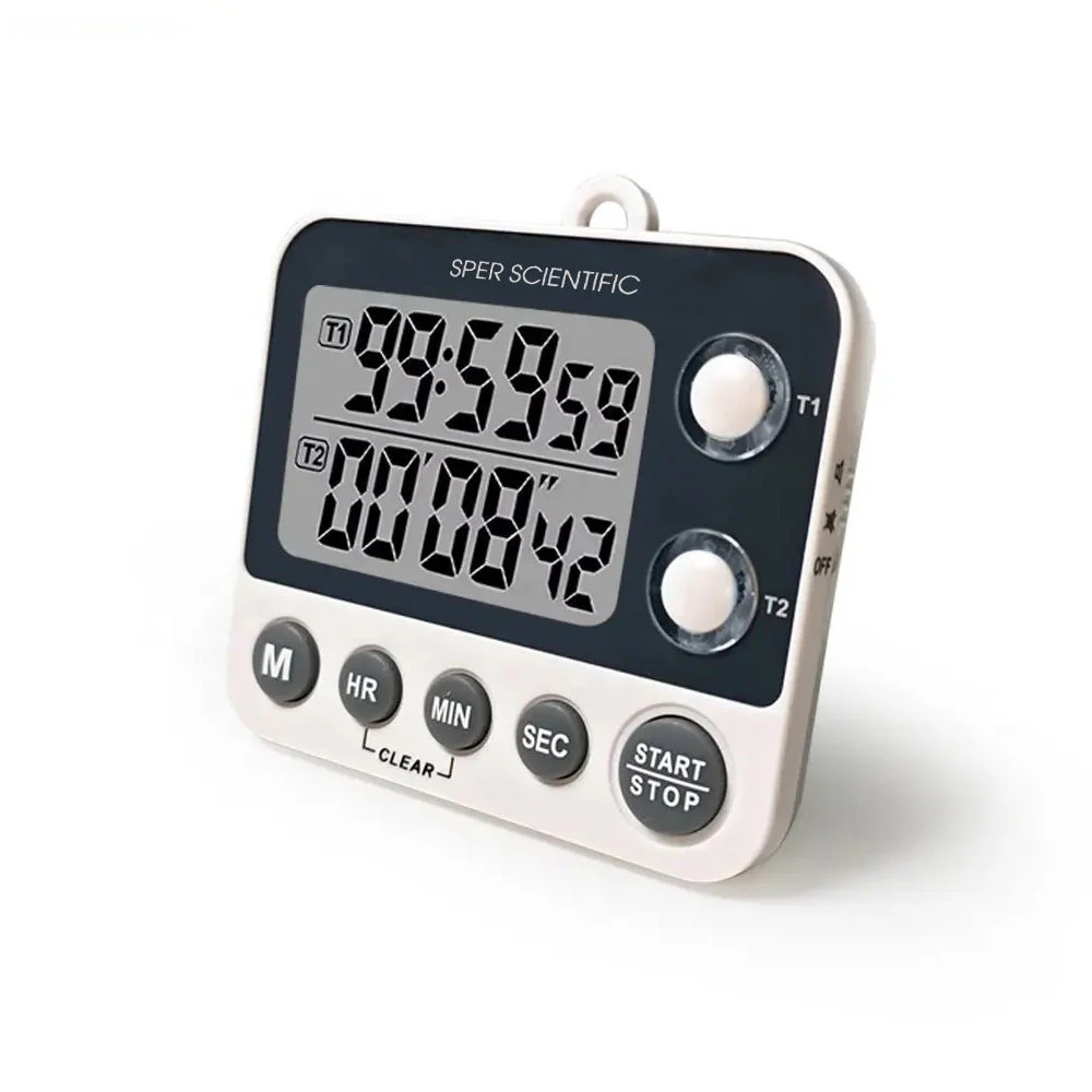 2 Channel Digital Lab + Kitchen Timer with Color Coded LED Lights