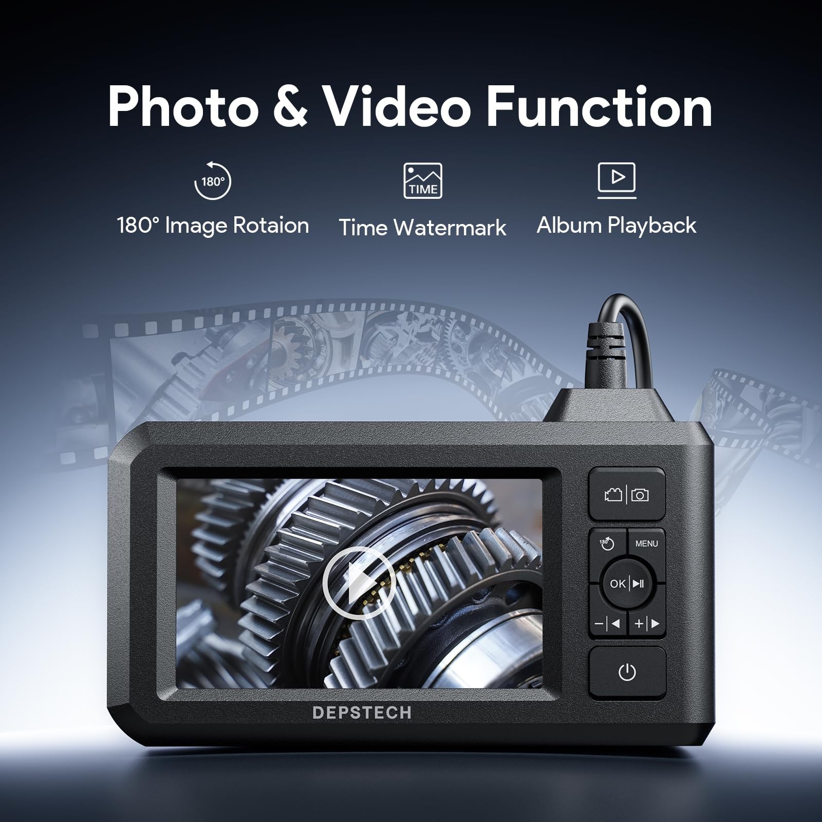 Inspection Endoscope Camera with Light Dual Lens 1080P Borescope with 4.3″ IP…