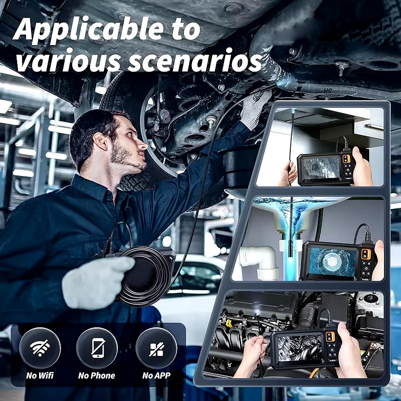 Industrial Endoscope Camera 8Mm HD1080P 4.3Inch IPS Screen 1080P Pipe Inspection
