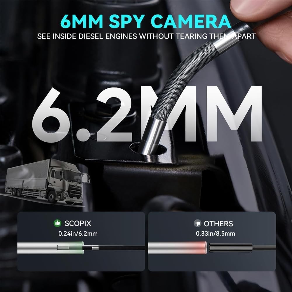 0.24 Inch Articulating Borescope Camera, 1080P HD, 4.3 Inch Display, With Light