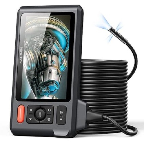 Triple Lens Endoscope Camera with Light with 50FT Semi-Rigid Cable, DEPSTECH 5″