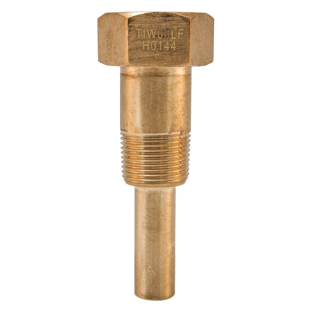 WINTERS TIW03LF Industrial Thermowell,3.5in. Stem,Brass 38VL16