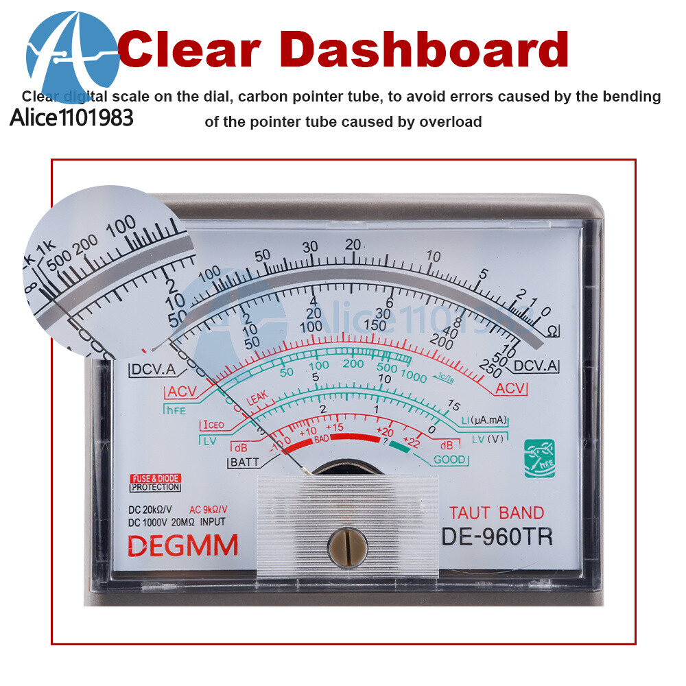 AC DC 1000V Pointer Type Analog Multimeter Meter Voltage Current Resistance