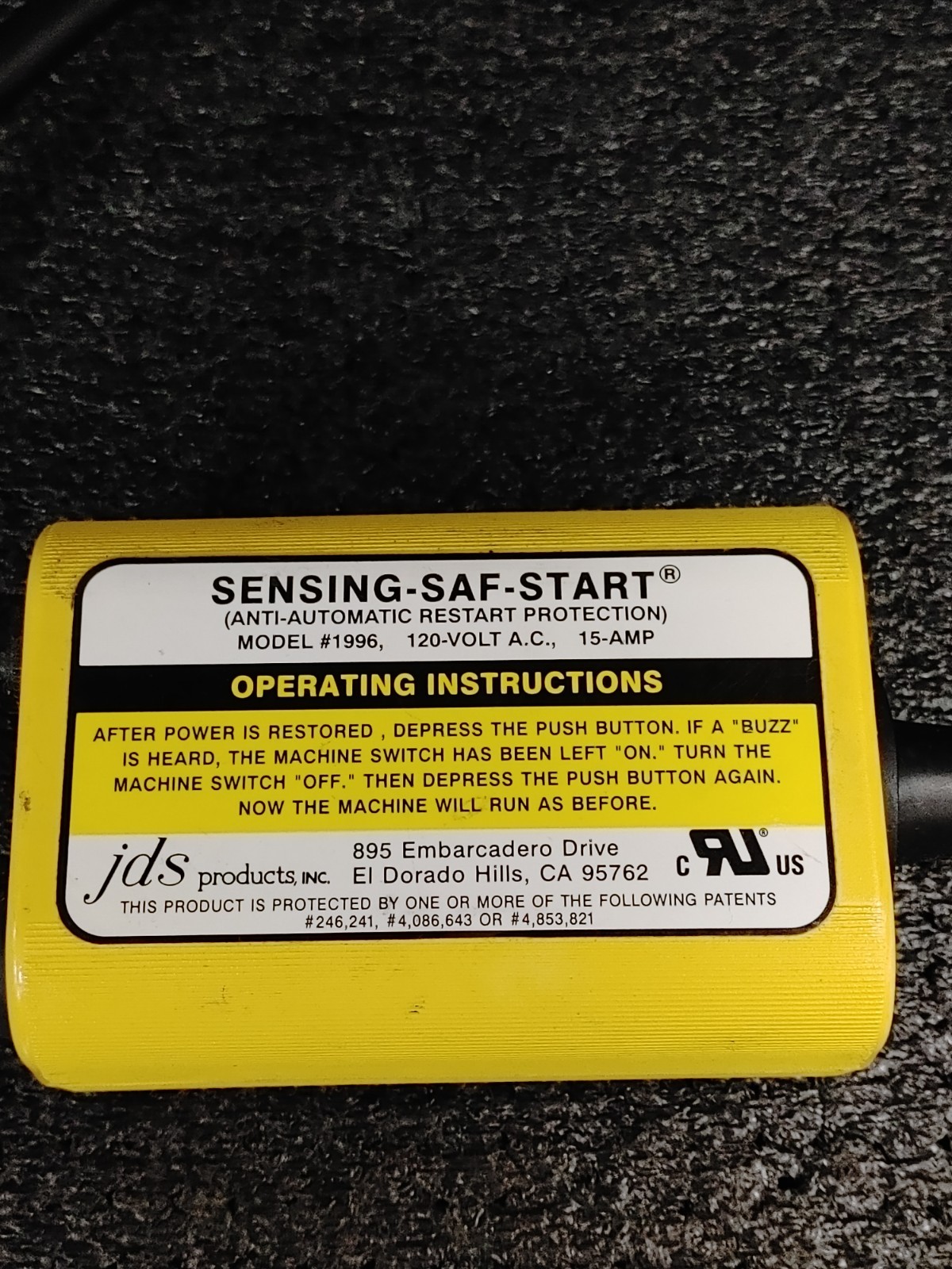 JDS 1996 120 Volt A.C 15 Amp Sensing SAF Start