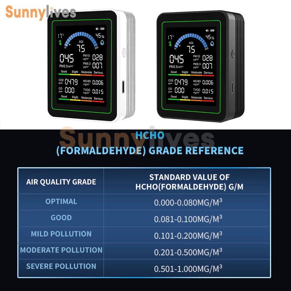 10 in 1 Air Quality Monitor PM 2.5 CO2 Meter TVOC HCHO Humidity Temperature Test