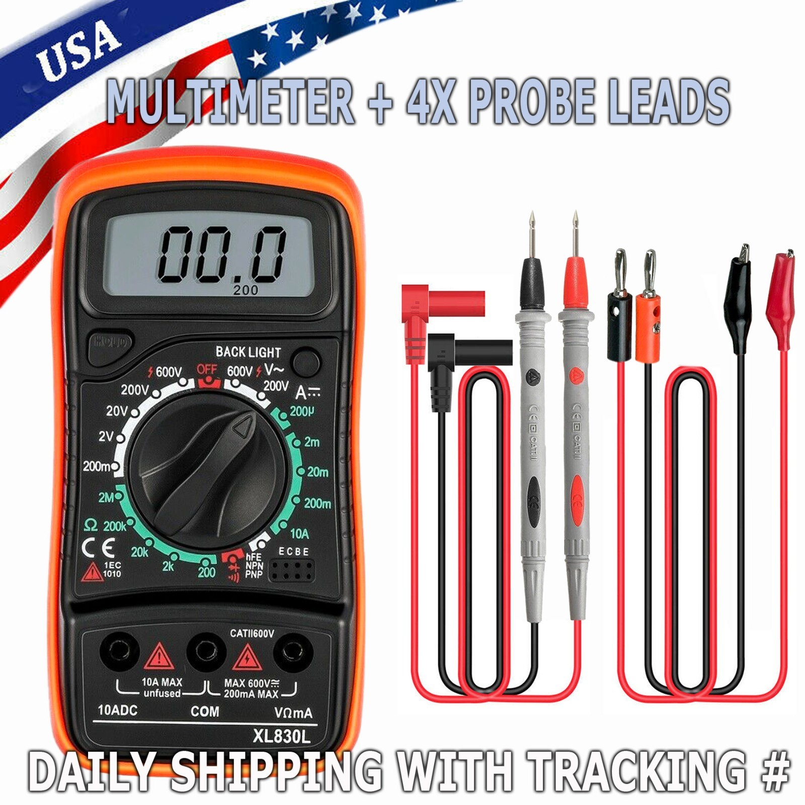 Digital Multimeter LCD Voltmeter Ammeter Ohmmeter Volt AC DC Tester Lead Meter i