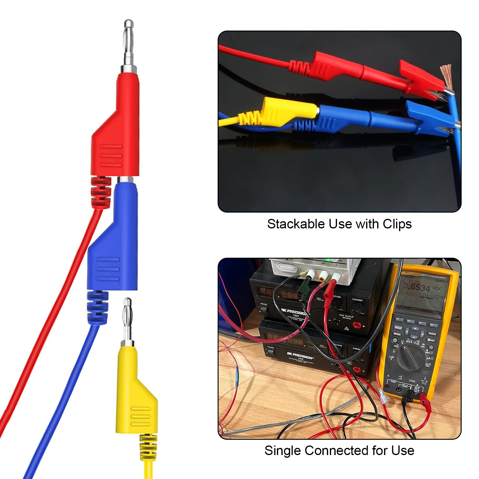 30PCS Auto Multimeter Test Leads Kit 4mm Banana Plug Alligator Clip Probes Cable