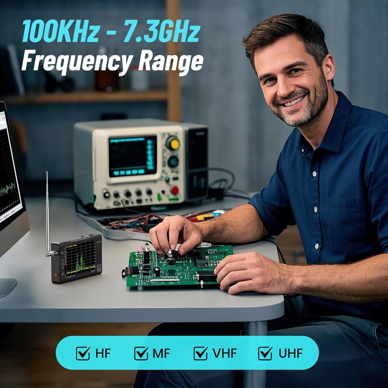 Seesii 4inch TinySA Ultra+ ZS407 7.3GHz Spectrum Analyzer & RF Signal Generator