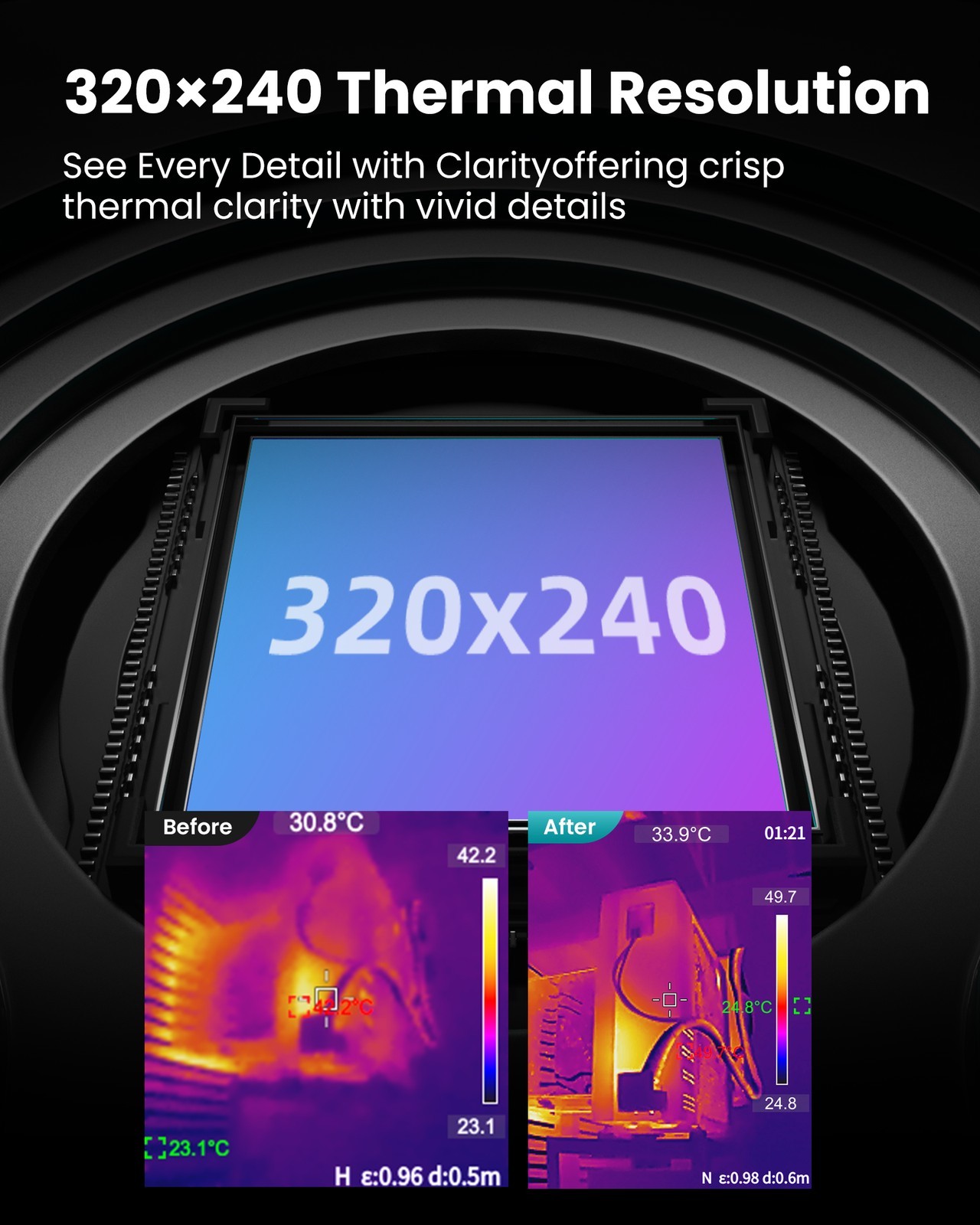 Handheld Thermal Imaging Camera 320 × 240 IR Resolution 50 HZ Dual Camera