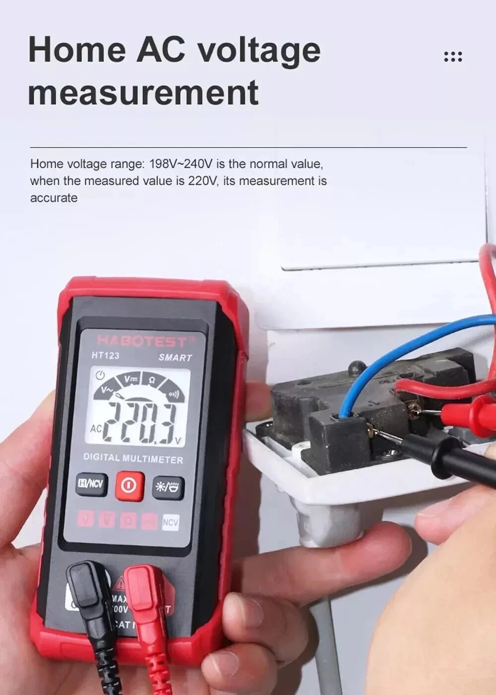 Digital Multimeter LCD Voltmeter Ammeter Ohmmeter Volt AC DC Tester Leads Meter