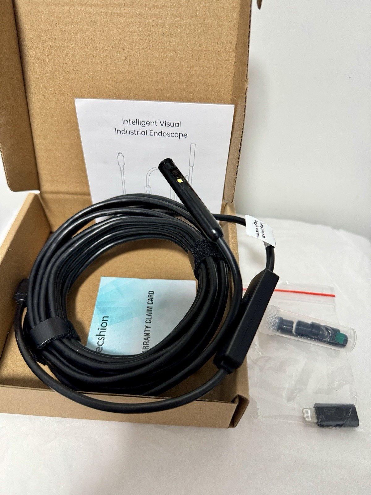 MUGEASY Industrial Endoscope Semi-Rigid 16.4ft 0.31in HD Waterproof LED PnP
