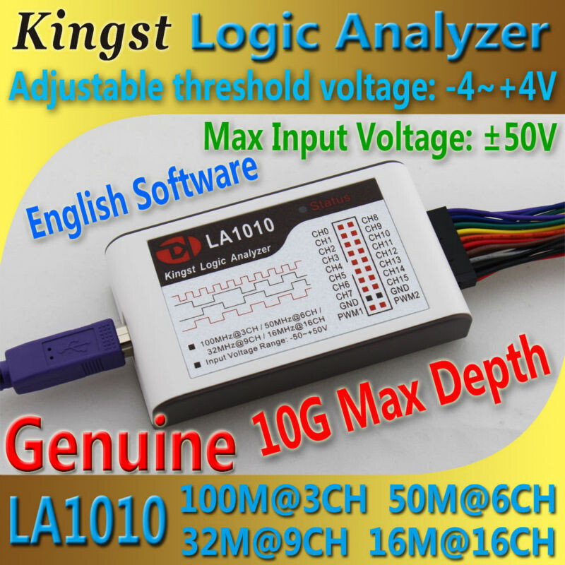LA1010 USB Logic Analyzer 16 input channels 100MHz with the English PC software