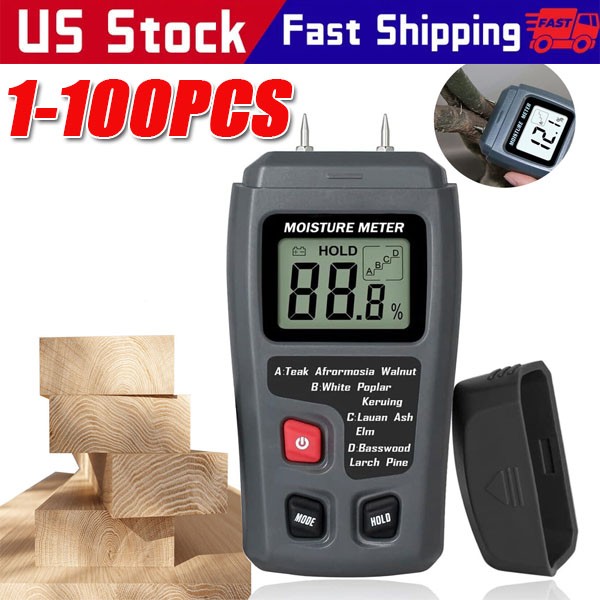 Digital LCD Wood Moisture Meter Detector Tester Wood Firewood Paper Cardboard
