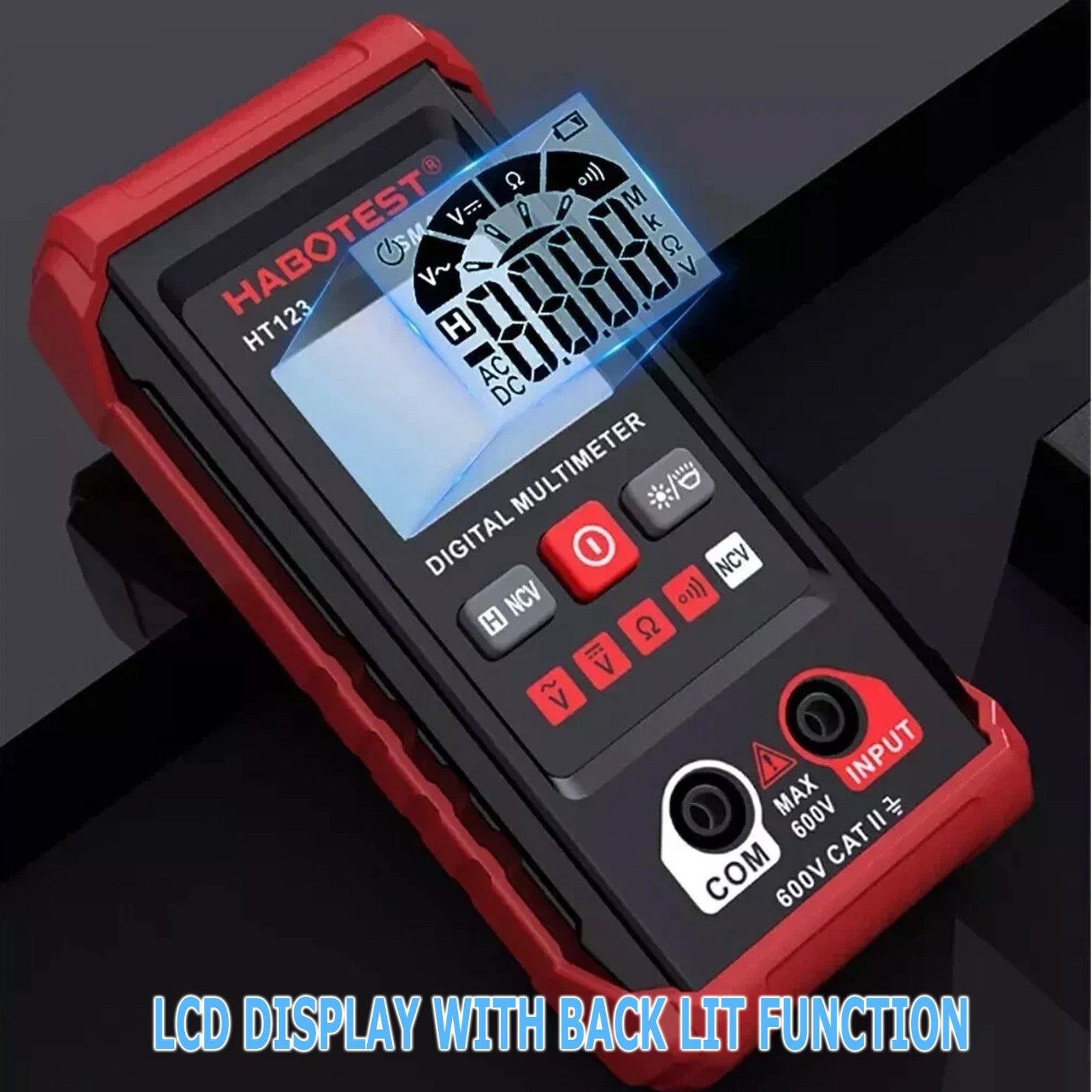 Digital Multimeter LCD Voltmeter Ammeter Ohmmeter Volt AC DC Tester Leads Meter