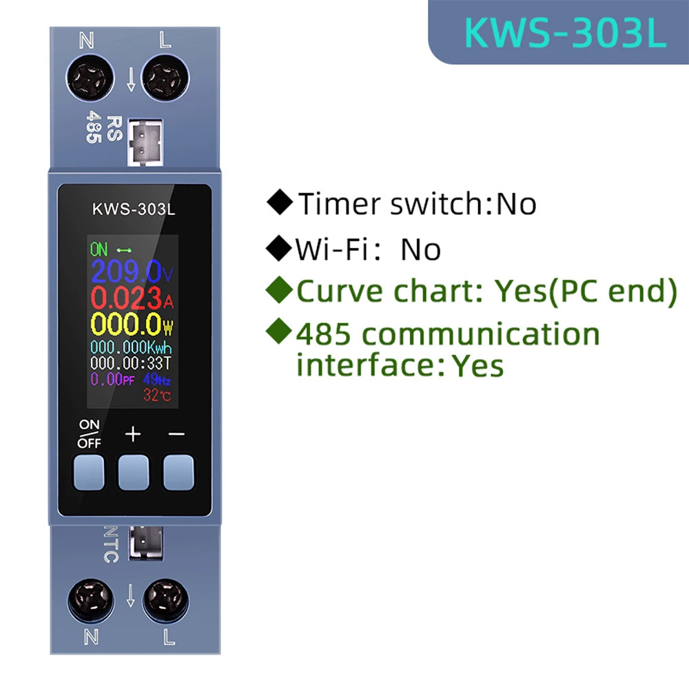 8 In1 Energy Meter KWS-303 AC Meter Color Screen Voltage Current Power Meter Sma