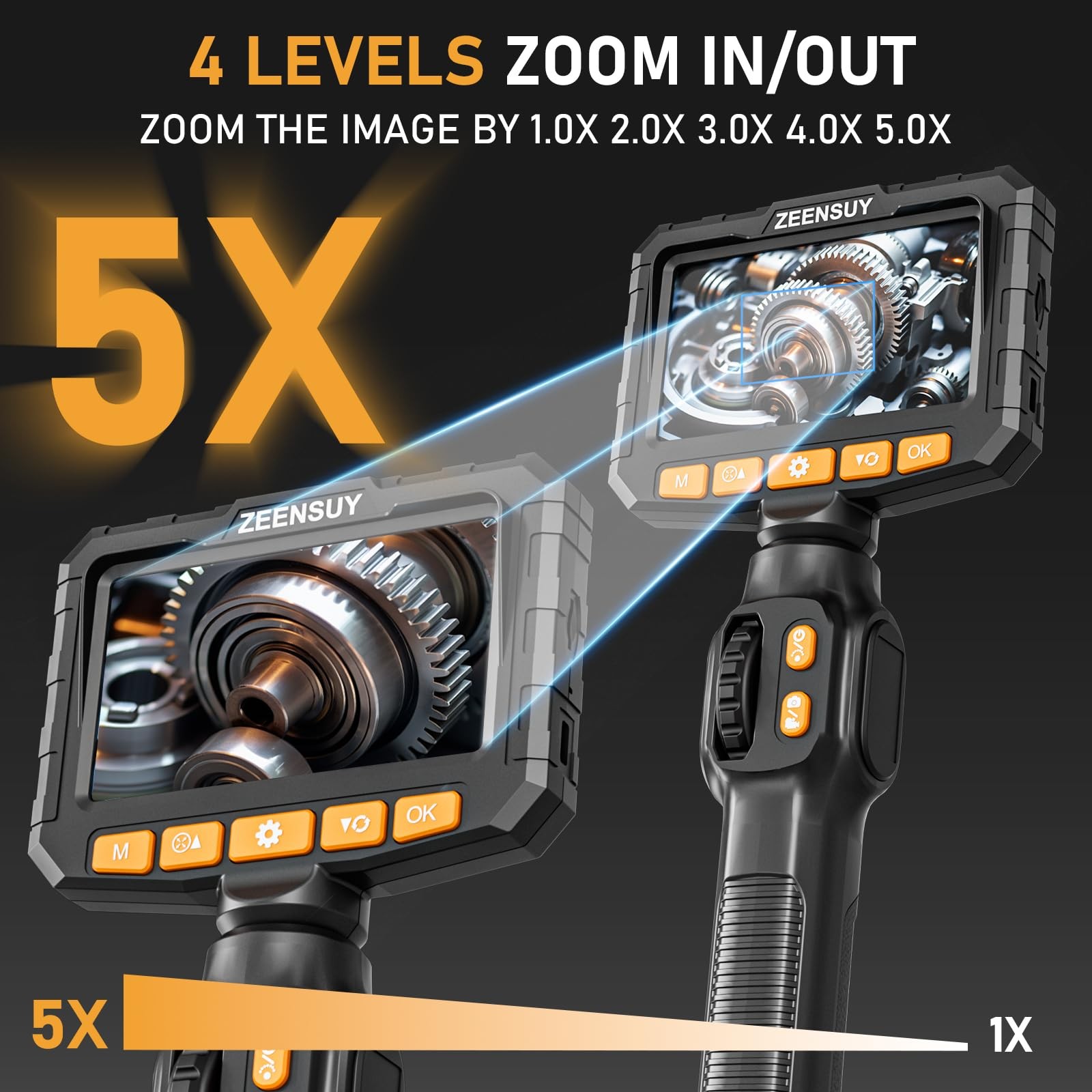 Two-Way Articulating Borescope Camera with Light, Industrial Endoscope