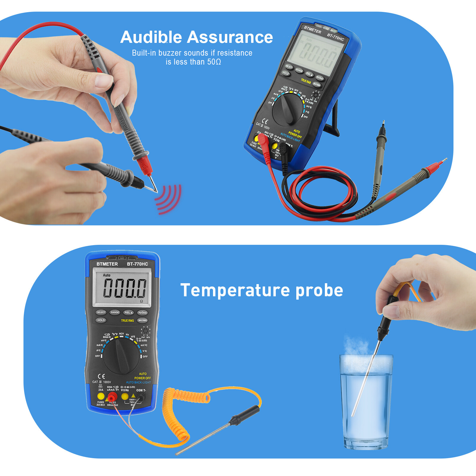 Digital Multimeter Voltmeter TRMS 6000 Count AC/DC NCV 750V/1000V 20A Ohm Tester