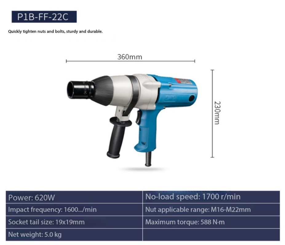 Corded Electric Impact Wrench – High Torque Handheld for Auto & Machine Repair