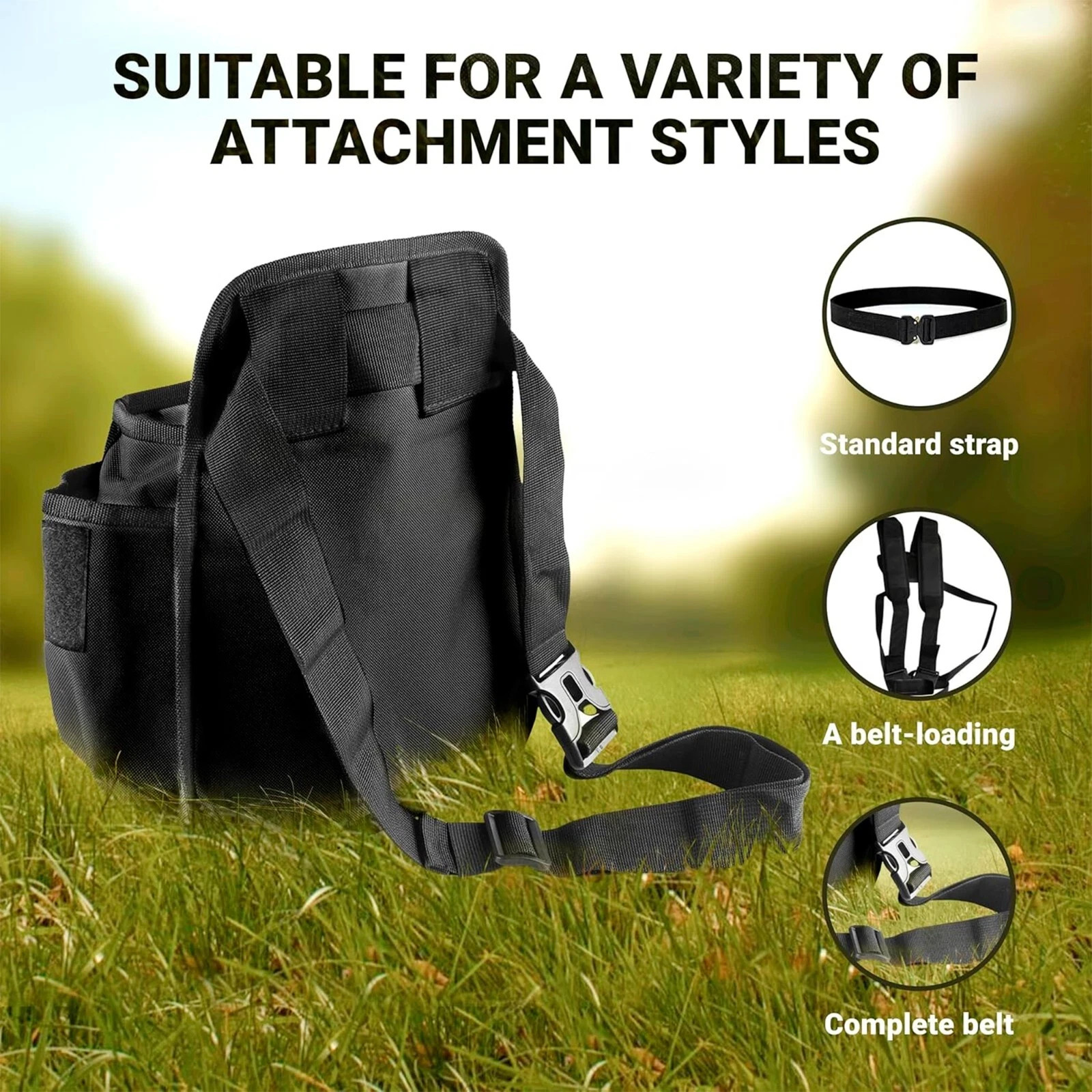 CKG Metal Detecting Finds Bag Waist Digger Tools Bag for Pinpointer, Black
