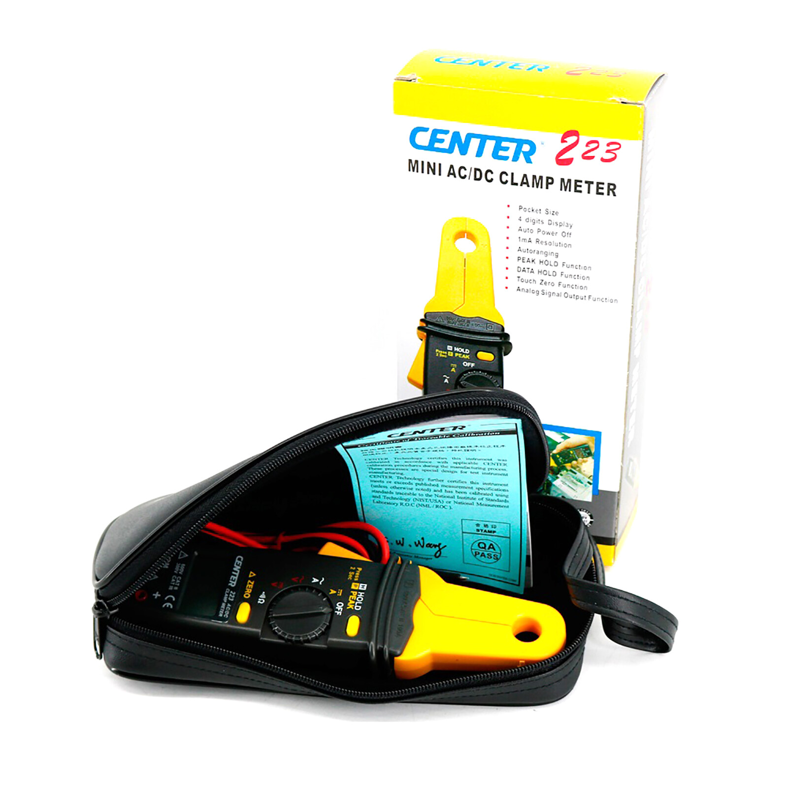 CENTER-223 AC/DC Clamp Meter (Mini Size, High Resolution)Data Hold Function