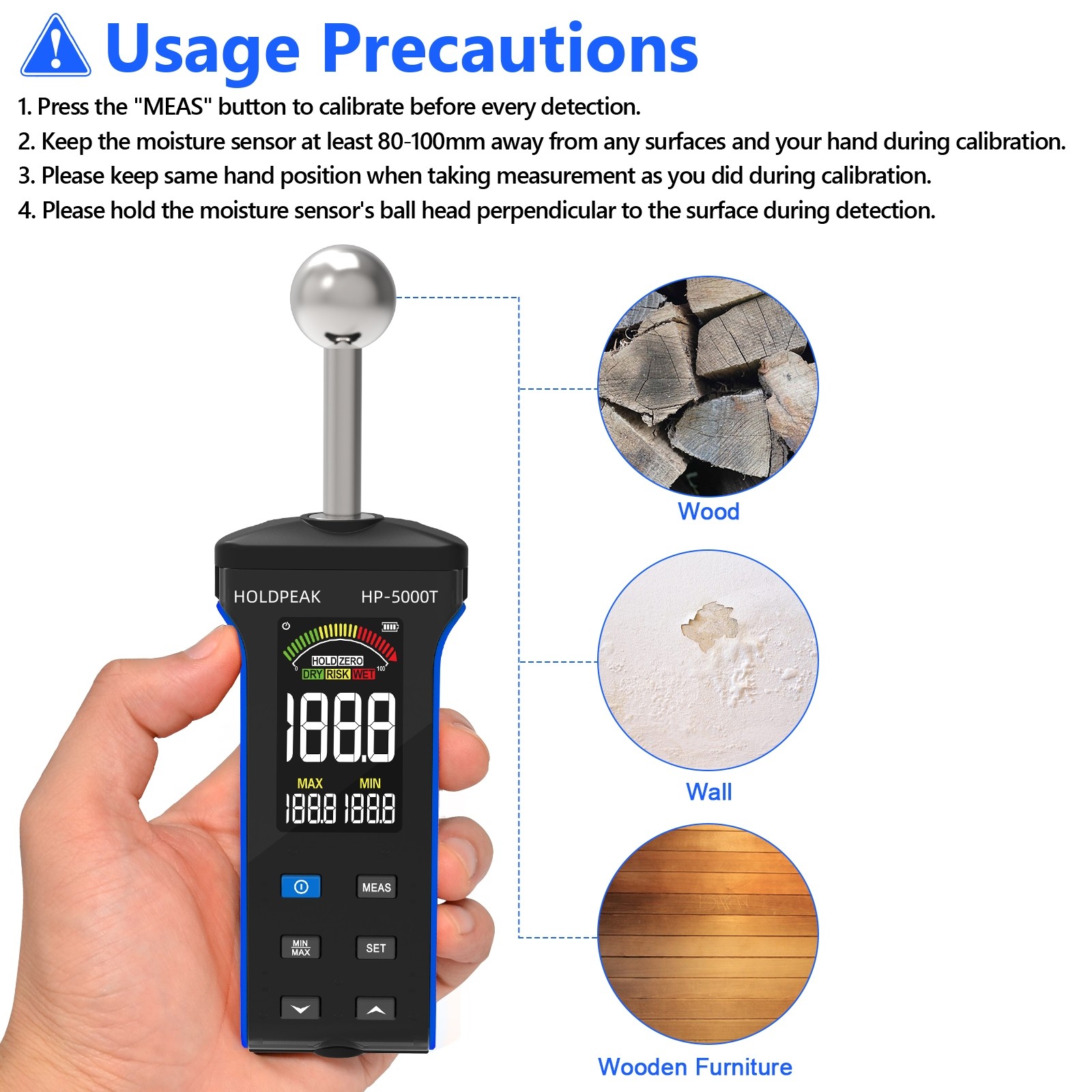 Digital Pinless Wood Moisture Meter Moisture Sensor Floors Wall Humidity Tester