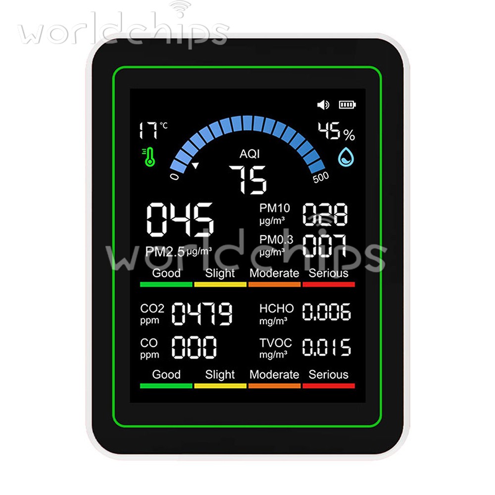 10-in-1 Air Quality Detector PM2.5 PM10 PM HCHO TVOC CO CO2 Formaldehyde Monitor