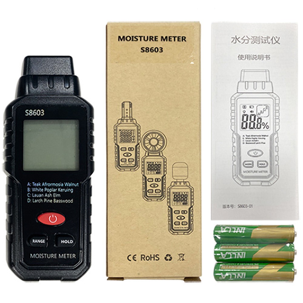 Handheld Digital Wood Moisture Meter LCD Tester for Firewood Paper Cardboard