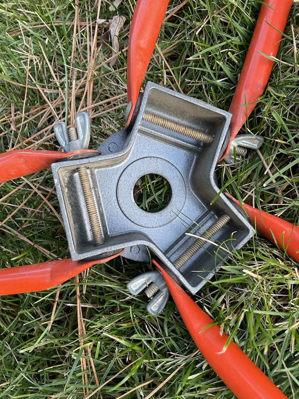 Vintage David White Orange Metal Surveying Surveyor TRIPOD Only Spiked Feet 5ft