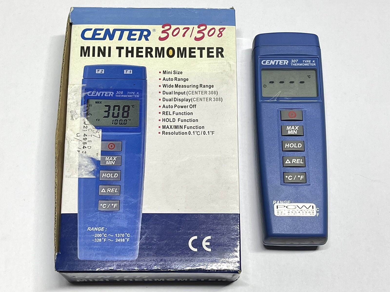 Center 307 Mini Thermometer – Type K Compact Size -200~1370℃ Single Input 0.1°
