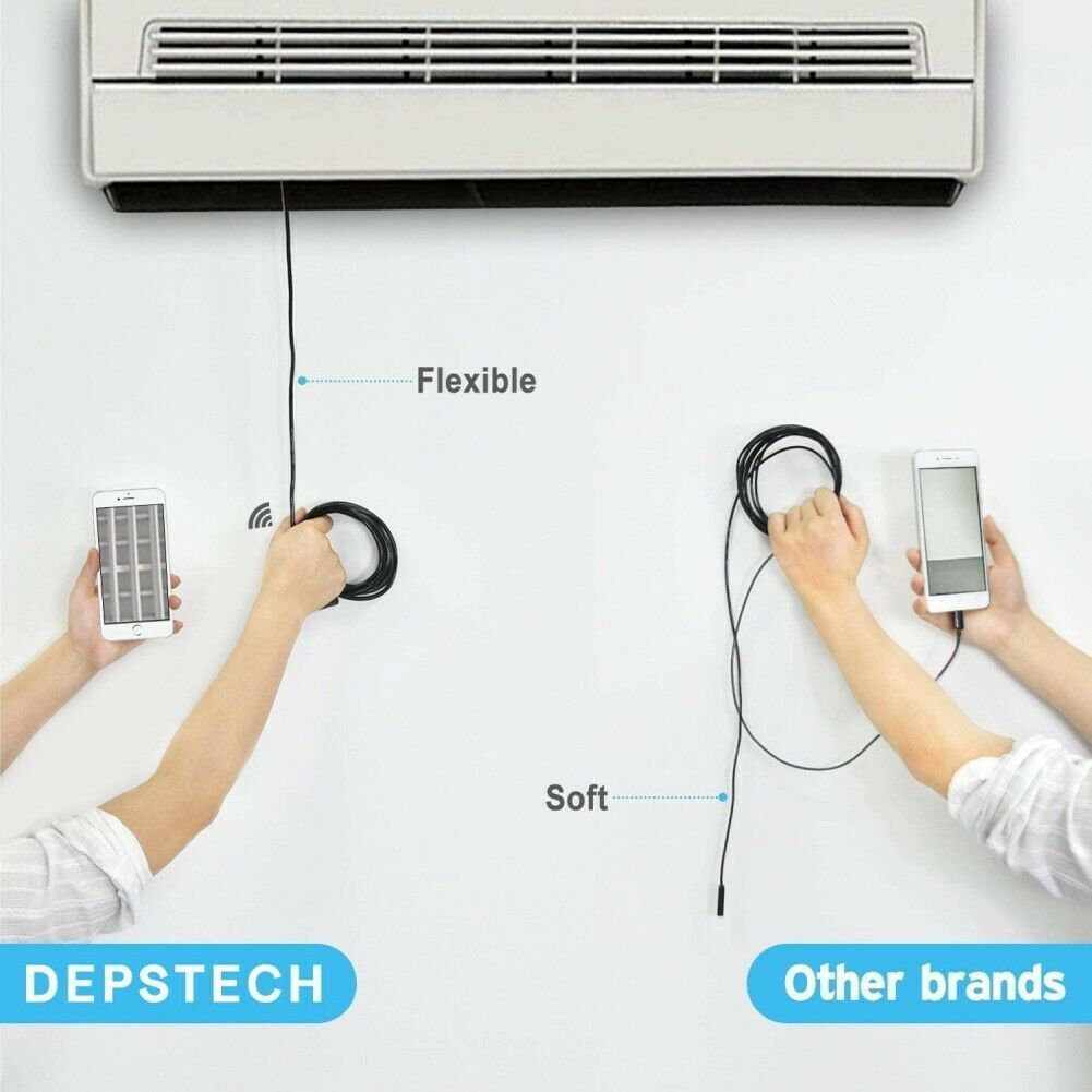 Wireless Endoscope WiFi Borescope HD Inspection Semi-Rigid Snake Camera