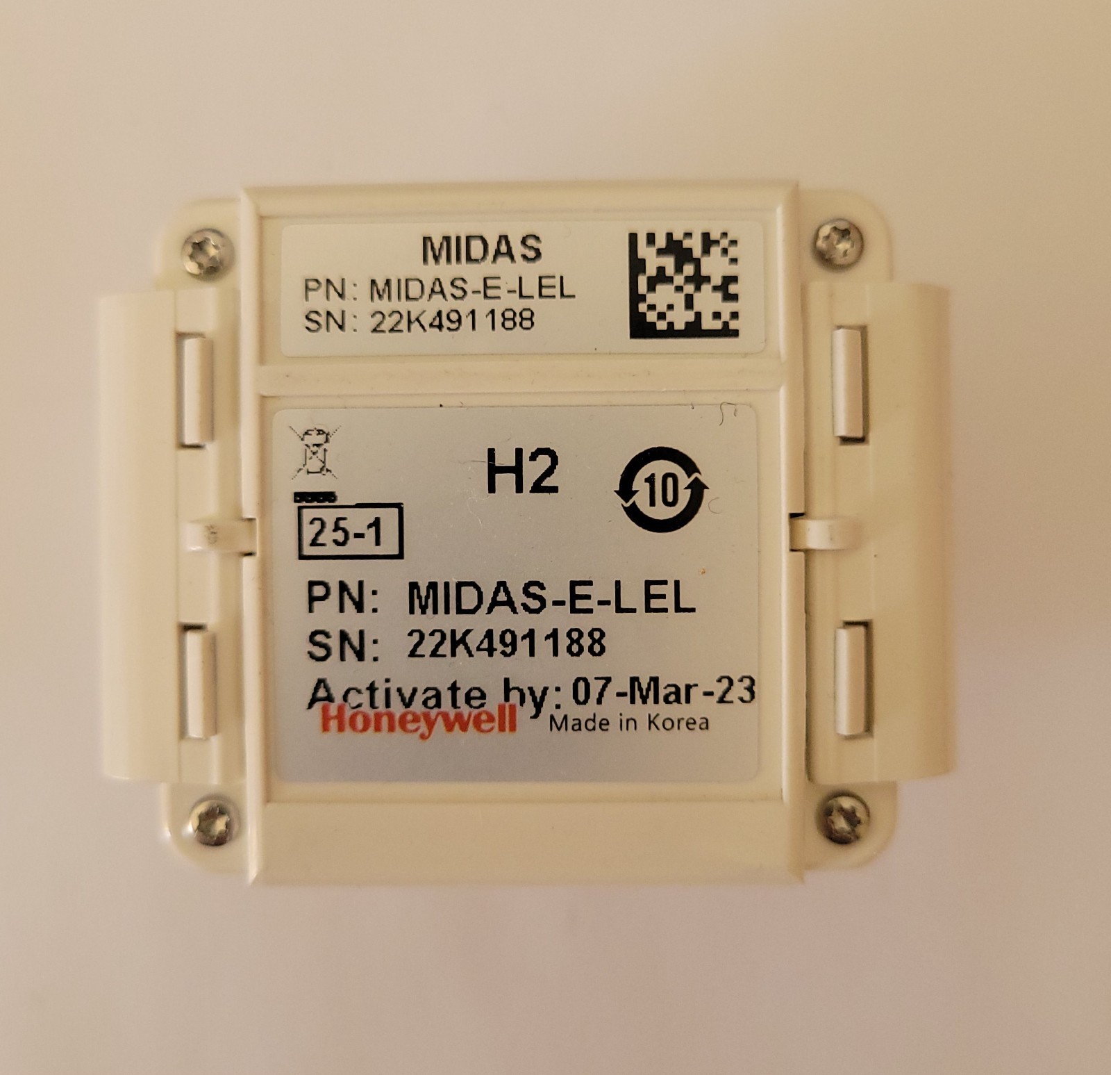 Honeywell MIDAS-E-LEL Gas Detector Sensor Cartridge Open box, 2 Years Remaining