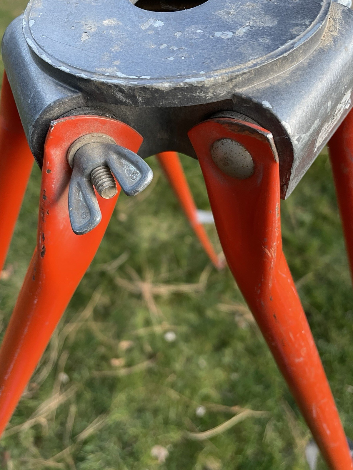 Vintage David White Orange Metal Surveying Surveyor TRIPOD Only Spiked Feet 5ft