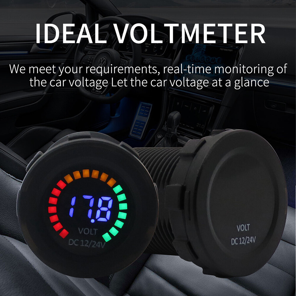 New 12/24V Color LED DC Digital Display Voltmeter with Low Pressure Buzzer W7Y9