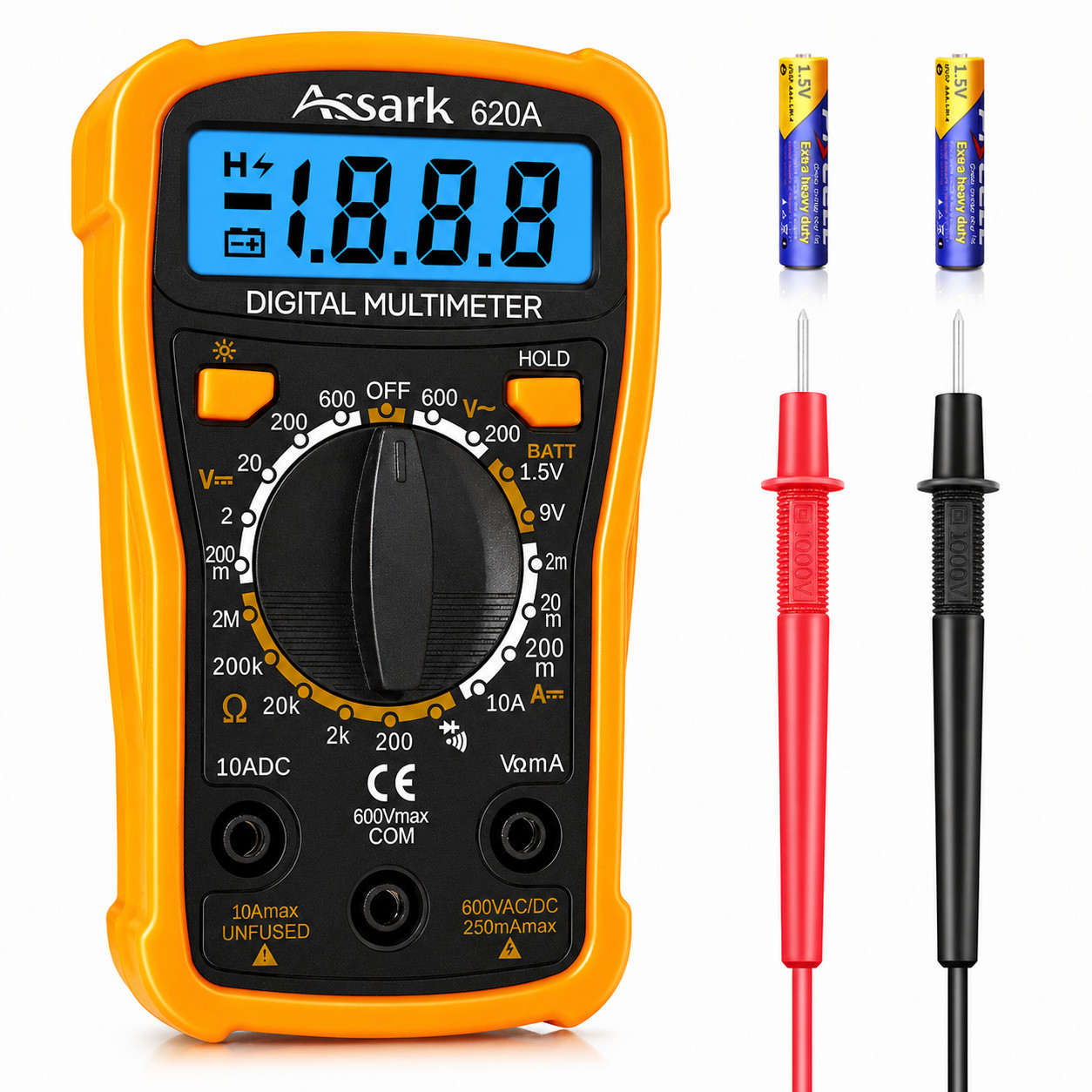 Digital Multimeter 2000 Counts AC DC Volt Current Tester LCD Data Hold