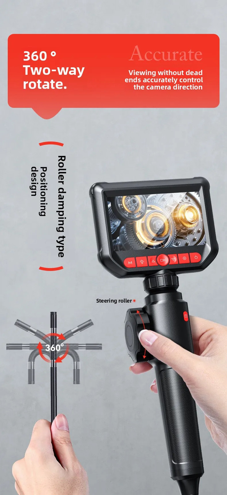 S20B 4.3 Inch Screen 360° Portable Borescope Camera for Auto Repair