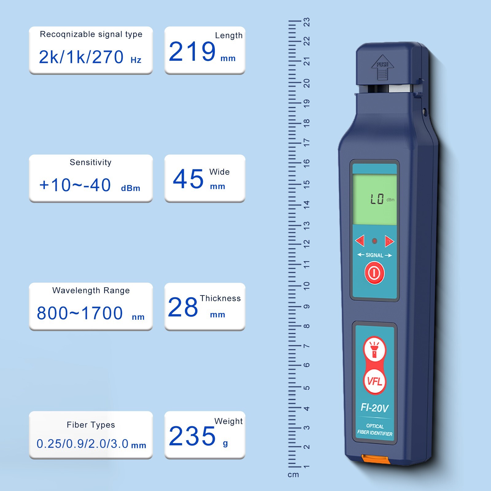 Komshine FI-20V Optical Fiber Identifier Fiber Fault Detector Fiber Cable Tester