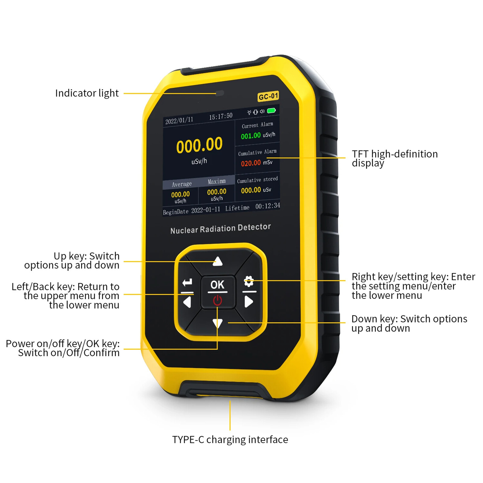 Geiger Counter Nuclear Radiation Detector Gamma X Beta Ray LCD Monitor