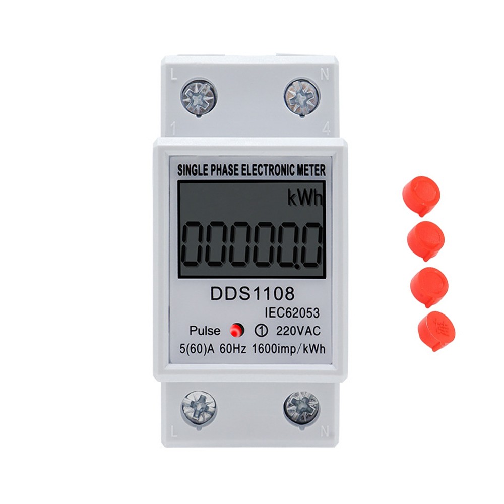 LCD Single Phase Electric Energy Meter KWH AC Digital Watt-Hour Meter 220V 60A