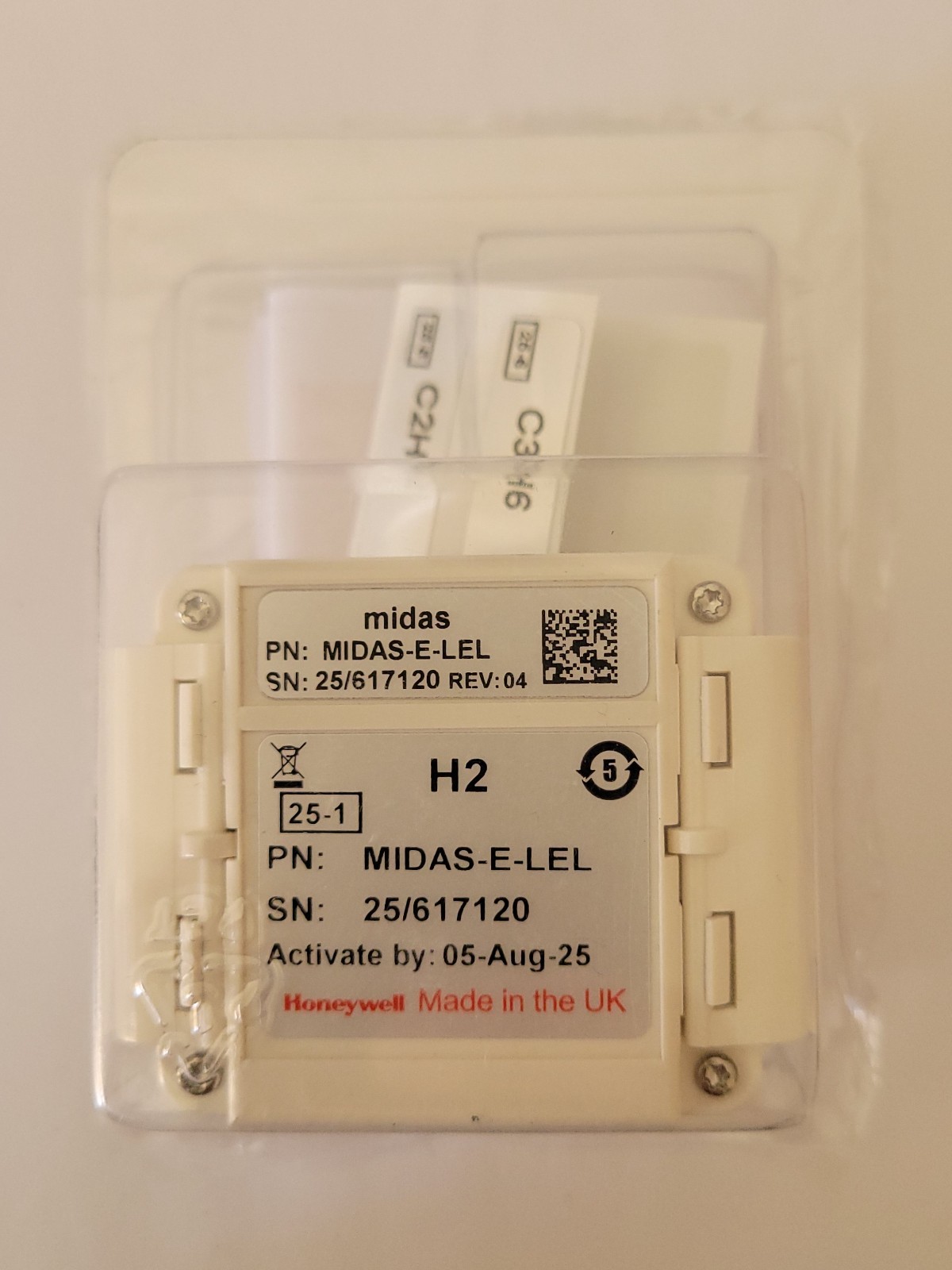 Honeywell H2 MIDAS-E-LEL Gas Detector Sensor Cartridge, 4 Years Remaining