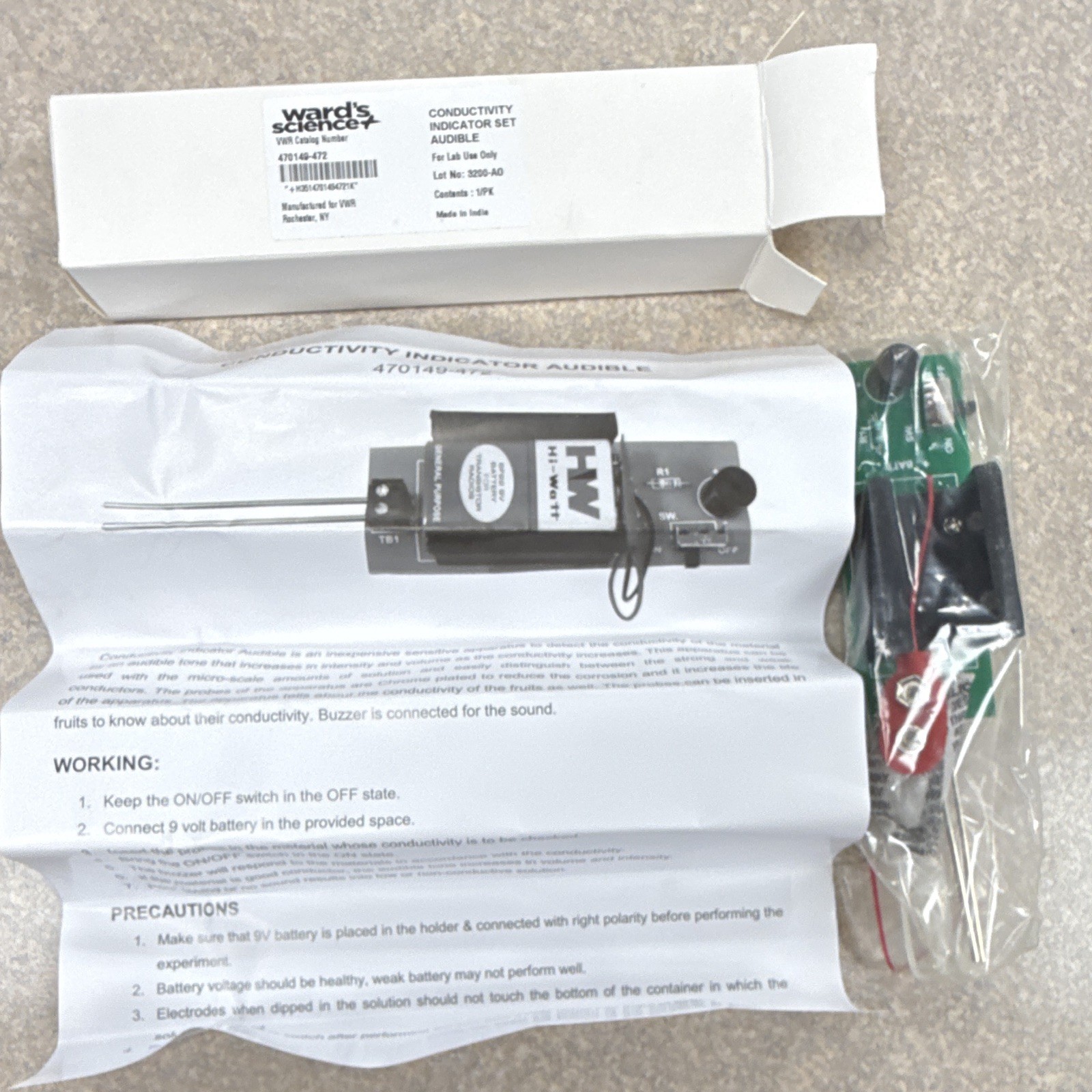 Conductivity Indicator Set Audible for Lab Use