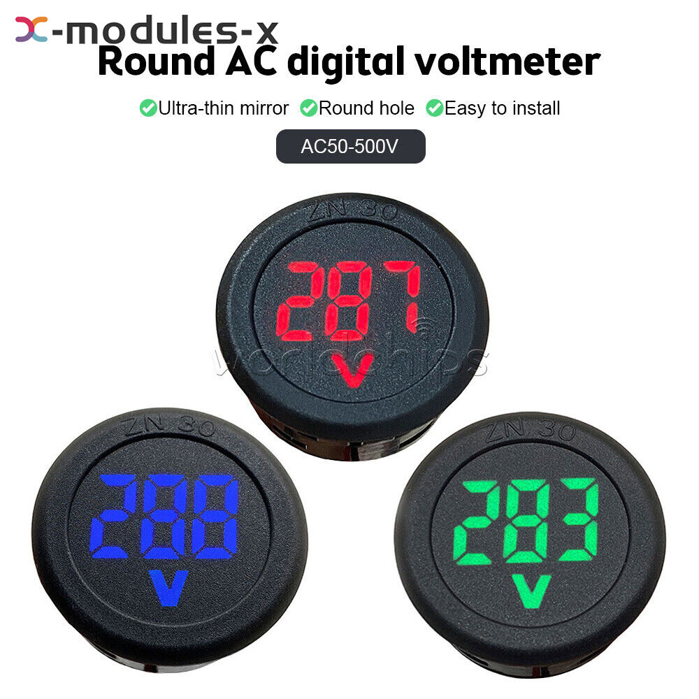 AC50-500V Voltmeter LED Display Digital Panel Meter Voltage Indicator 3Color U-S