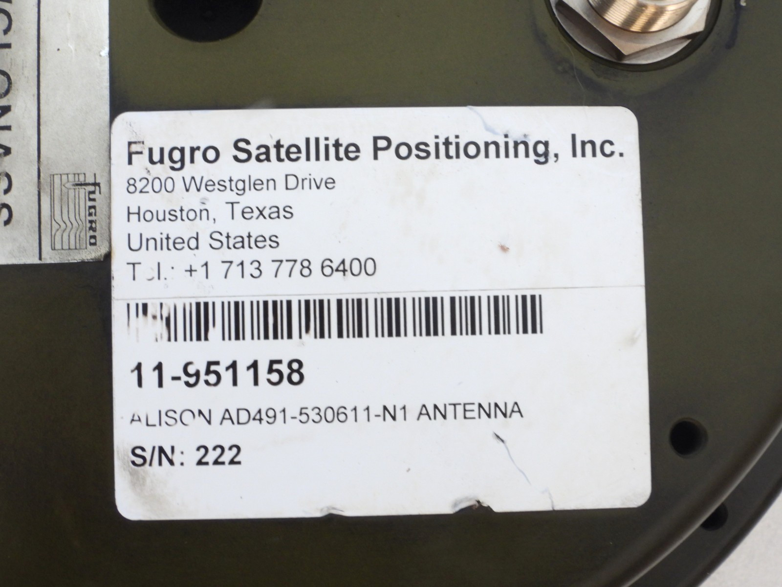 FUGRO GPS/GLONASS L1 L2 MARINE HIGH PERCISION DGPS ANTENNA AD491-530611-N1