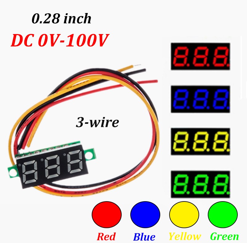 Mini Size LED Panel Voltage Meter 3-Digital LCD Display Adjustment Voltmeter