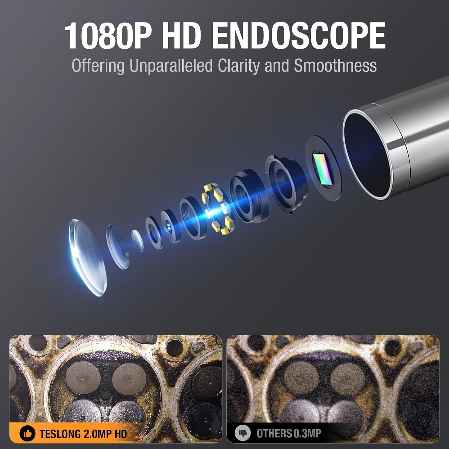 Teslong Two-Way Articulating Borescope USB-C Endoscope Inspection Camera 5FT