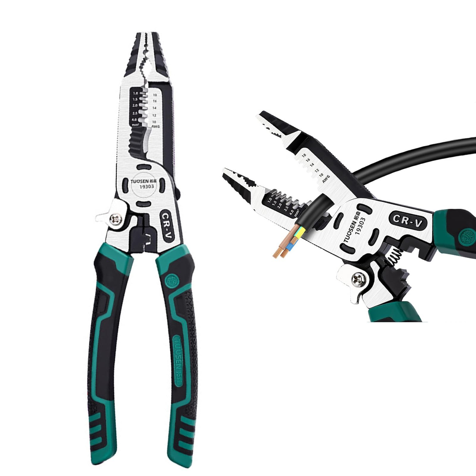 10-in-1 Wire Stripper and Cutter Tool Professional Electrical Pliers Green